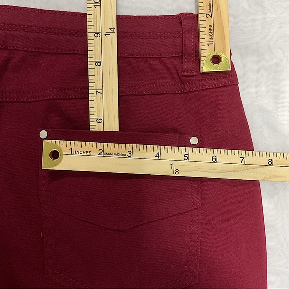 NWT Women’s FLAMINGALS Plus 3XL Wide Leg COTTON Jeans Mid Waist Flare Pants Wine - Picture 11 of 13